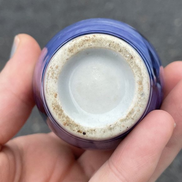 Antique Japanese Porcelain Hand Painted Blue White Ruffle Rimmed Vase Meiji 19th - Picture 6 of 14